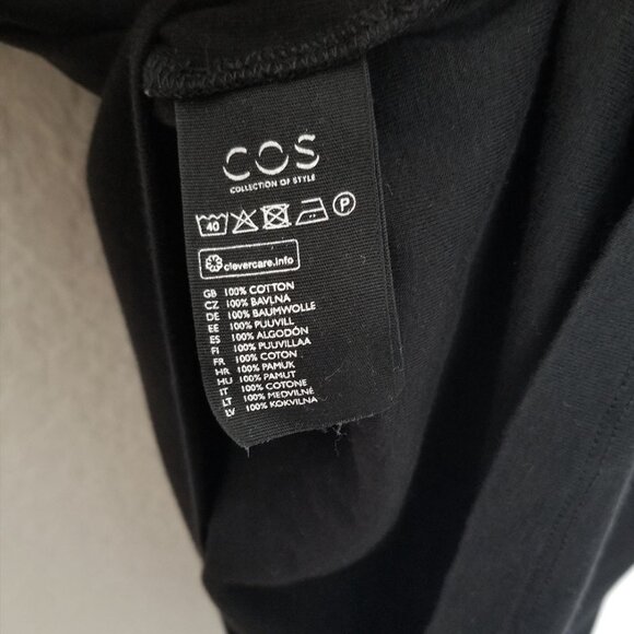 COS Black Oversized Batwing Longline Tunic T Shirt XS Stretch Comfort Crewneck - Picture 9 of 14